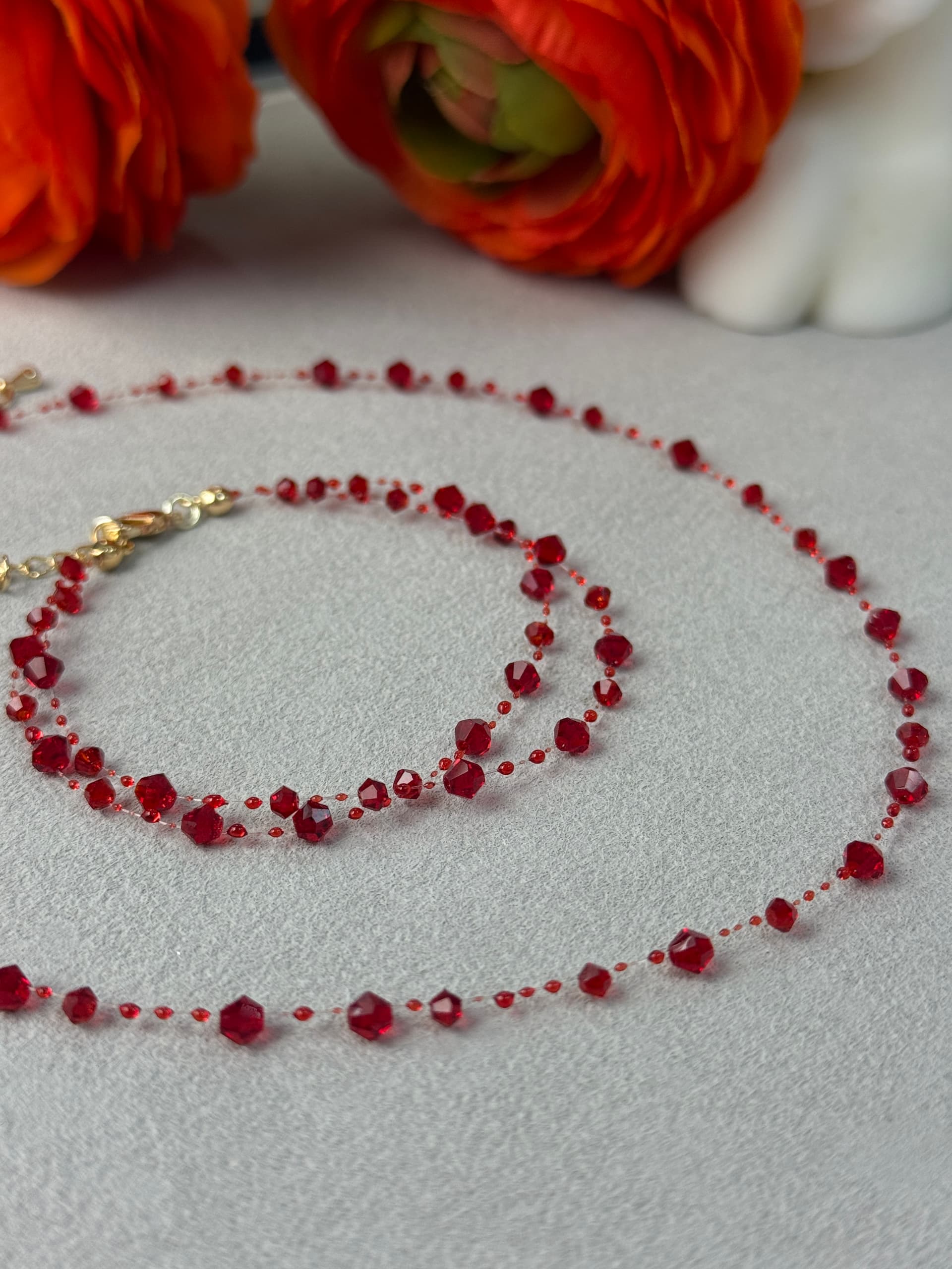 Колье "Рэд флаг" в одну нить нити  — фото 3